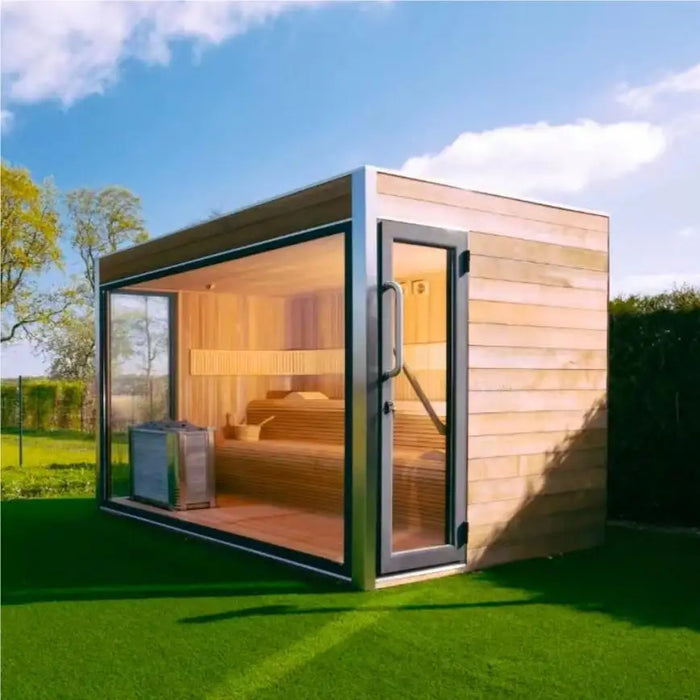 Outdoor Cube Sauna With Wood Burning Stove And Rocks 6 People