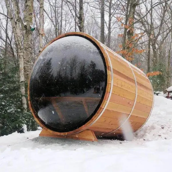 Elite Sauna Outdoor Wooden Barrel Sauna With Panoramic Glass