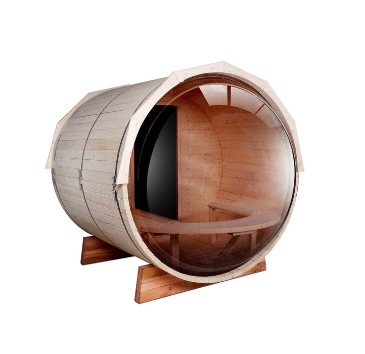 Elite Sauna Outdoor Wooden Barrel Sauna With Panoramic Glass