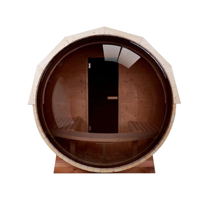 Elite Sauna Outdoor Wooden Barrel Sauna With Panoramic Glass